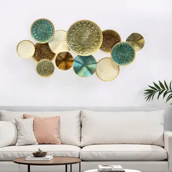 Greens and Golds Textured Metal Multi Plates Wall Decor