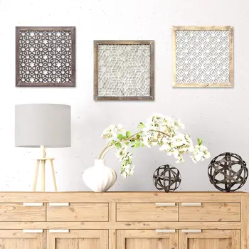 16" X 16" Gray and White Abstract Geometric Wood and Metal Wall Decor