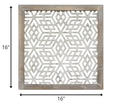 16" X 16" Gray and White Abstract Geometric Wood and Metal Wall Decor