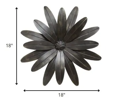 18" Antiqued Bronze Metal Flower Hanging Dimensional Sculpture