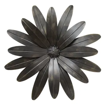 18" Antiqued Bronze Metal Flower Hanging Dimensional Sculpture