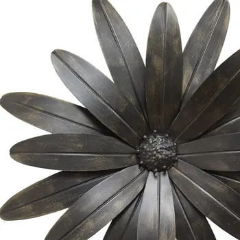 18" Antiqued Bronze Metal Flower Hanging Dimensional Sculpture