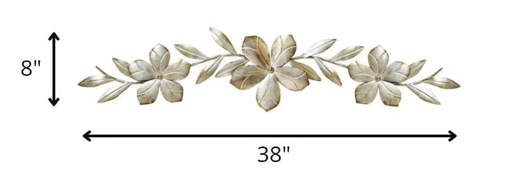 38" Champagne Flower Metal Wall Decor