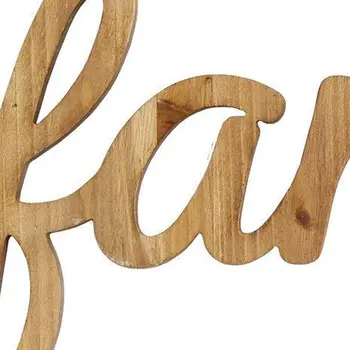 10" X 23" Natural Carved Wood Family Text Wall Decor