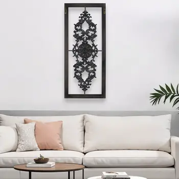 Distressed Scroll Panel Metal White Wood Framed Wall Art