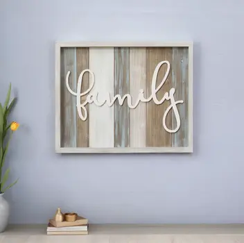 Distressed Family White Wood Wall Decor