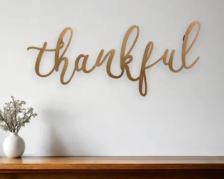 Bronze Thankful Metal Script Wall Decor