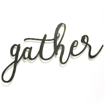 10" X 20" Black Metal Gather Text Wall Decor