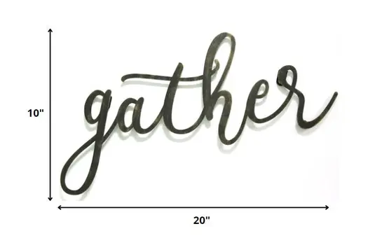 10" X 20" Black Metal Gather Text Wall Decor