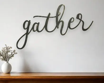 10" X 20" Black Metal Gather Text Wall Decor