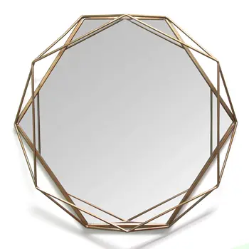 30" Gold Octagon Metal Framed Accent Mirror