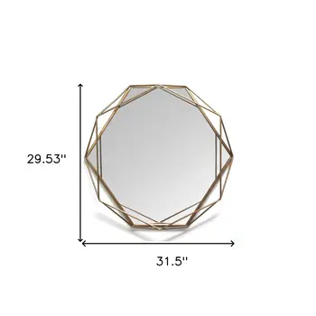 30" Gold Octagon Metal Framed Accent Mirror