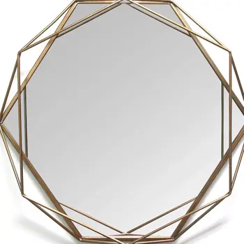 30" Gold Octagon Metal Framed Accent Mirror