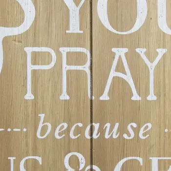 12" Natural And White Wash Your Hands Say Your Prayers Wood Plank Wall Art