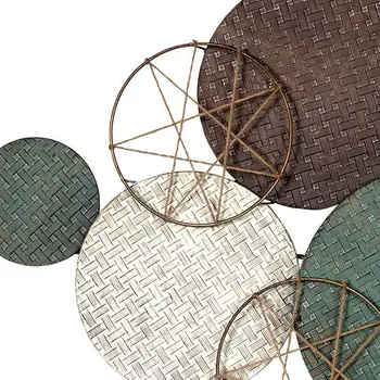 47" Bronze Green and White Metal and Jute Plates Distressed Wall Decor