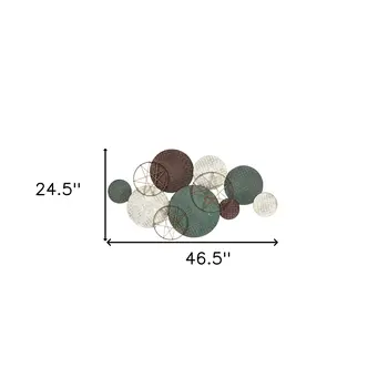 47" Bronze Green and White Metal and Jute Plates Distressed Wall Decor