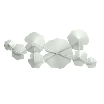 17" X 41" Angelic White Metal Lily Pad Wall Decor