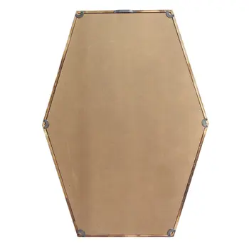 28" Brown Hexagonal Framed Accent Mirror