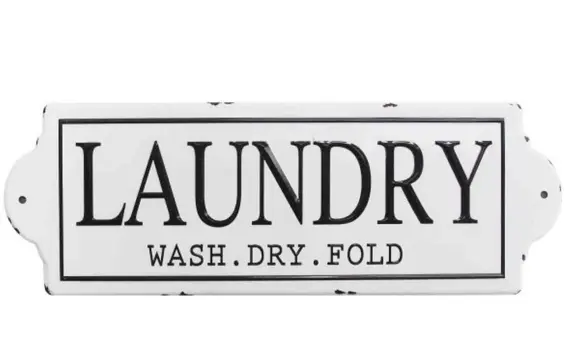 28" Black And White Wash Dry Fold Metal Laundry Wall Decor