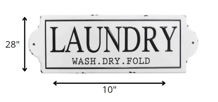 28" Black And White Wash Dry Fold Metal Laundry Wall Decor