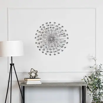 24" Contemporary Silver And Faux Crystal Bling Wall Decor