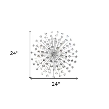 24" Contemporary Silver And Faux Crystal Bling Wall Decor