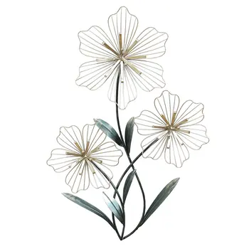 30" X 19" Silver Metal Flower Wall Decor