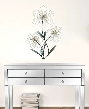 30" X 19" Silver Metal Flower Wall Decor