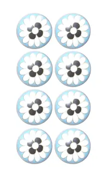 Set of Eight Blue White And Black Floral Ceramic Drawer Pull Knobs