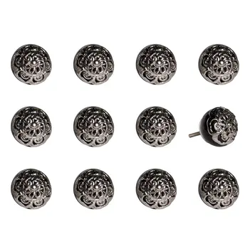 1.5" X 1.5" X 1.5" Black And Chrome  Knobs 12 Pack