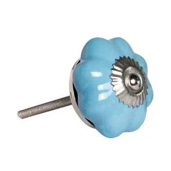 Set of Twelve Blue And Silver Ceramic Drawer Pull Knobs
