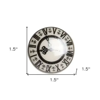 Set of Twelve Black And Gray Clock Face Ceramic Drawer Pull Knobs