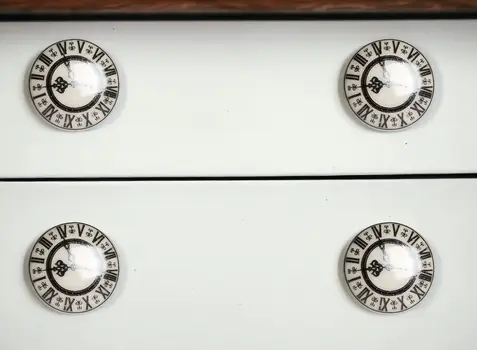 Set of Twelve Black And Gray Clock Face Ceramic Drawer Pull Knobs