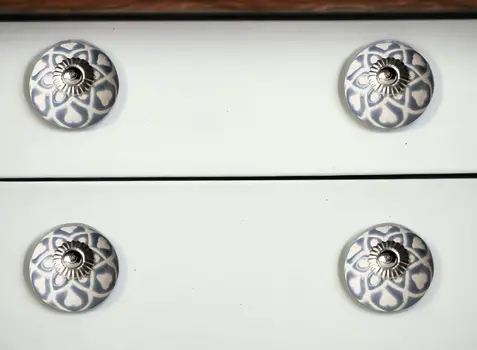 1.5" X 1.5" X 1.5" Blue Cream (Beige) With Silver  Knobs 12 Pack