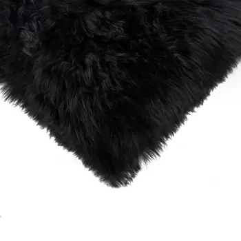 12" X 20" Black Sheepskin Lumbar Throw Pillow