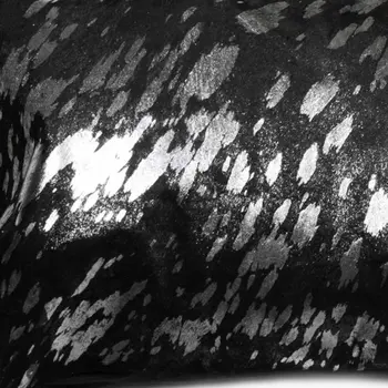 12" X 20" Black and Silver Cowhide Throw Pillow
