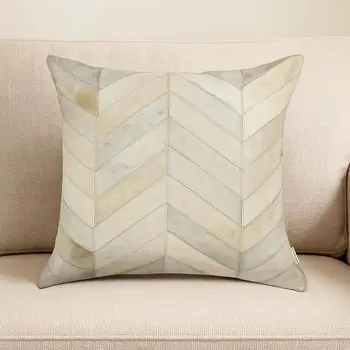 18" Natural Cowhide Throw Pillow