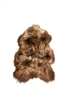 2' X 3' Light Brown And Brown Genuine Sheepskin Animal Print Shag Area Rug