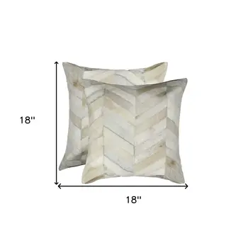 Set of Two Natural Cowhide Throw Pillow