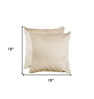 Set of Two Natural Cowhide Throw Pillow