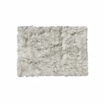 2' X 3' Gray And Ivory Faux Fur Area Rug