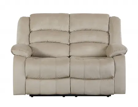 60" Beige Microfiber Manual Reclining Loveseat