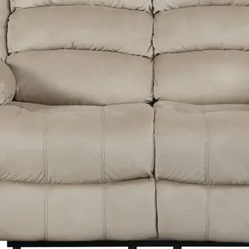 60" Beige Microfiber Manual Reclining Loveseat