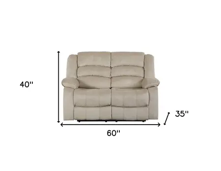 60" Beige Microfiber Manual Reclining Loveseat