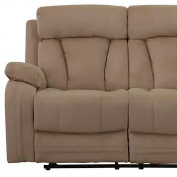 63" Beige Leather Match Recliner