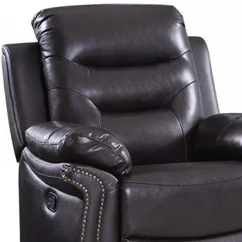 44" Brown Comfortable Leather Recliner Chair