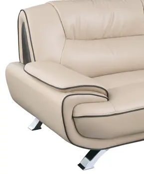47" Beige And Silver Leather Match Club Chair