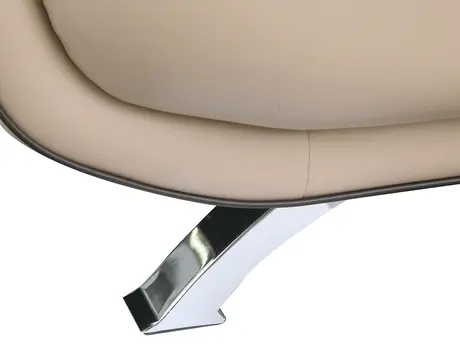 47" Beige And Silver Leather Match Club Chair