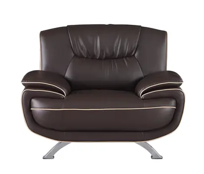 47" Brown And Silver Leather Match Club Chair