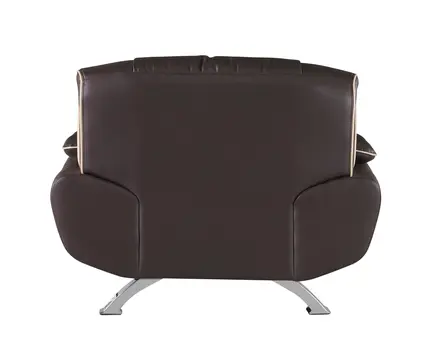 47" Brown And Silver Leather Match Club Chair